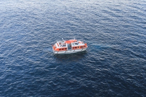 The is a lifeboat which also serves as a tender to shore.